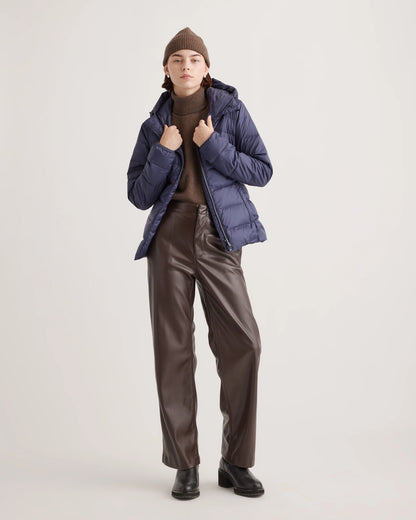 Lightweight Down Packable Puffer Hooded Jacket - XS / Navy