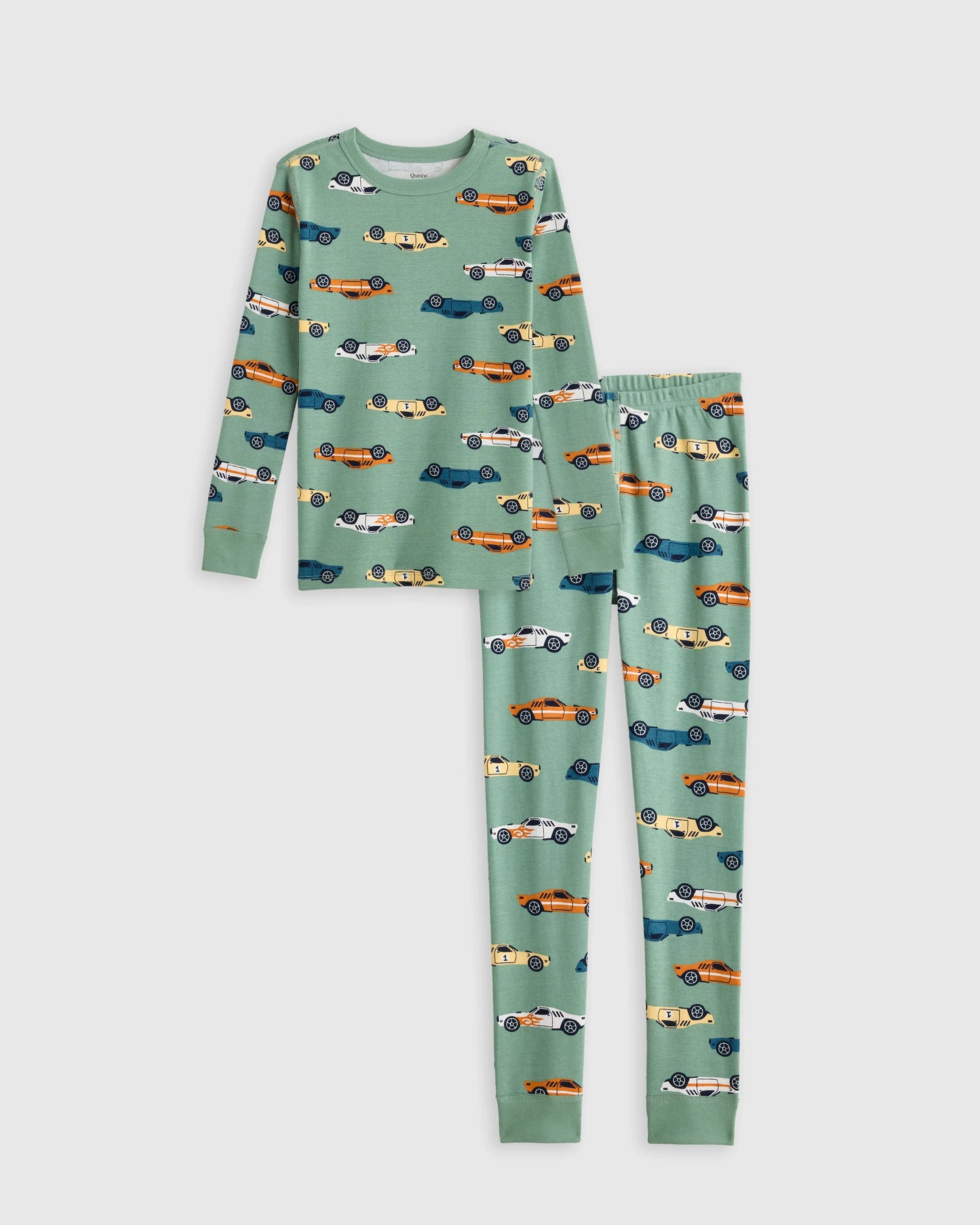 100% Organic Cotton Long Sleeve and Pant Pajama Set - 6 / Navy Stripe