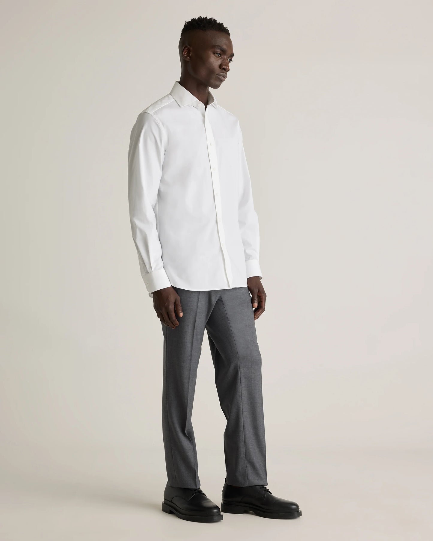 Organic Cotton Stretch Poplin Dress Shirt - S / White/Navy Minigrid