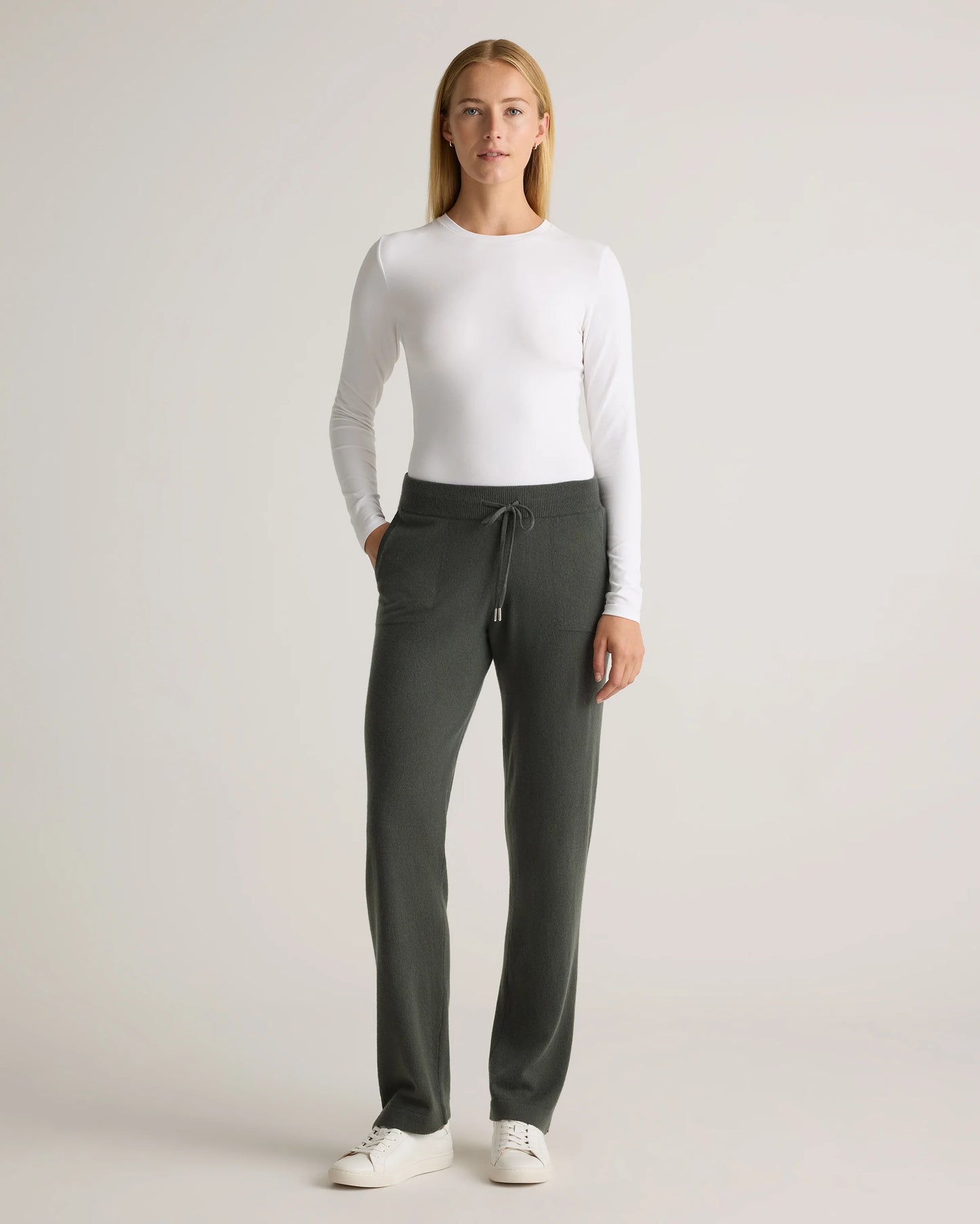 Mongolian Cashmere Straight Leg Pants - XS / Moss
