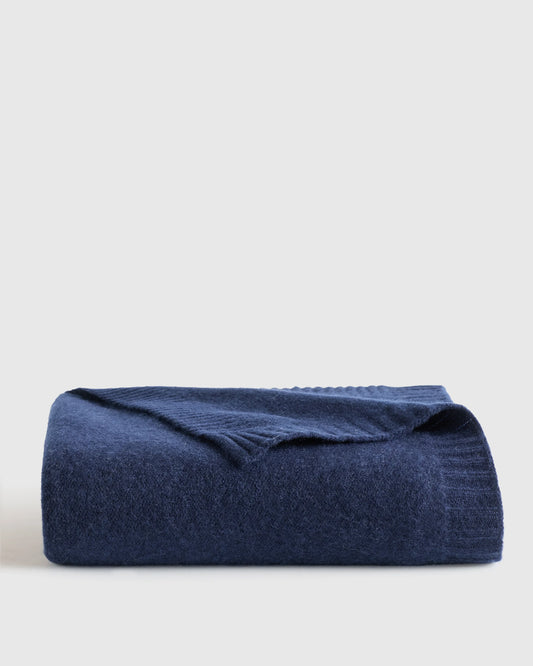 Mongolian Cashmere Luxe Knit Baby Blanket - One Size / True Navy