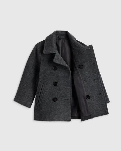 Boys Wool Cashmere Peacoat - 2T / Heather Charcoal