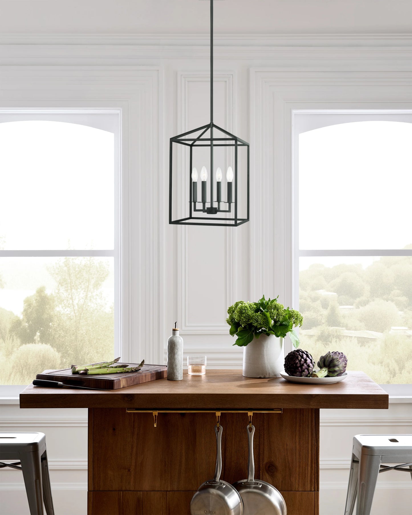 Steel Lantern Pendant Light - Small / Brass