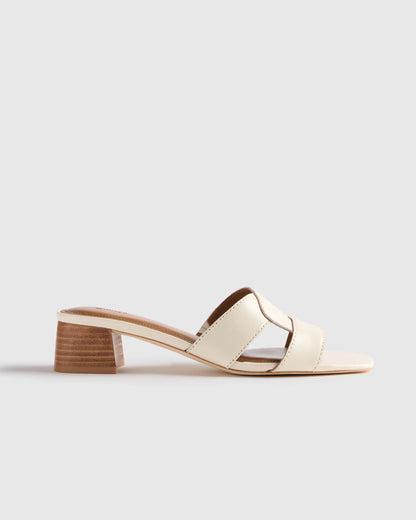 Italian Leather 35mm Wood Block Heel Mule - 5 / Black