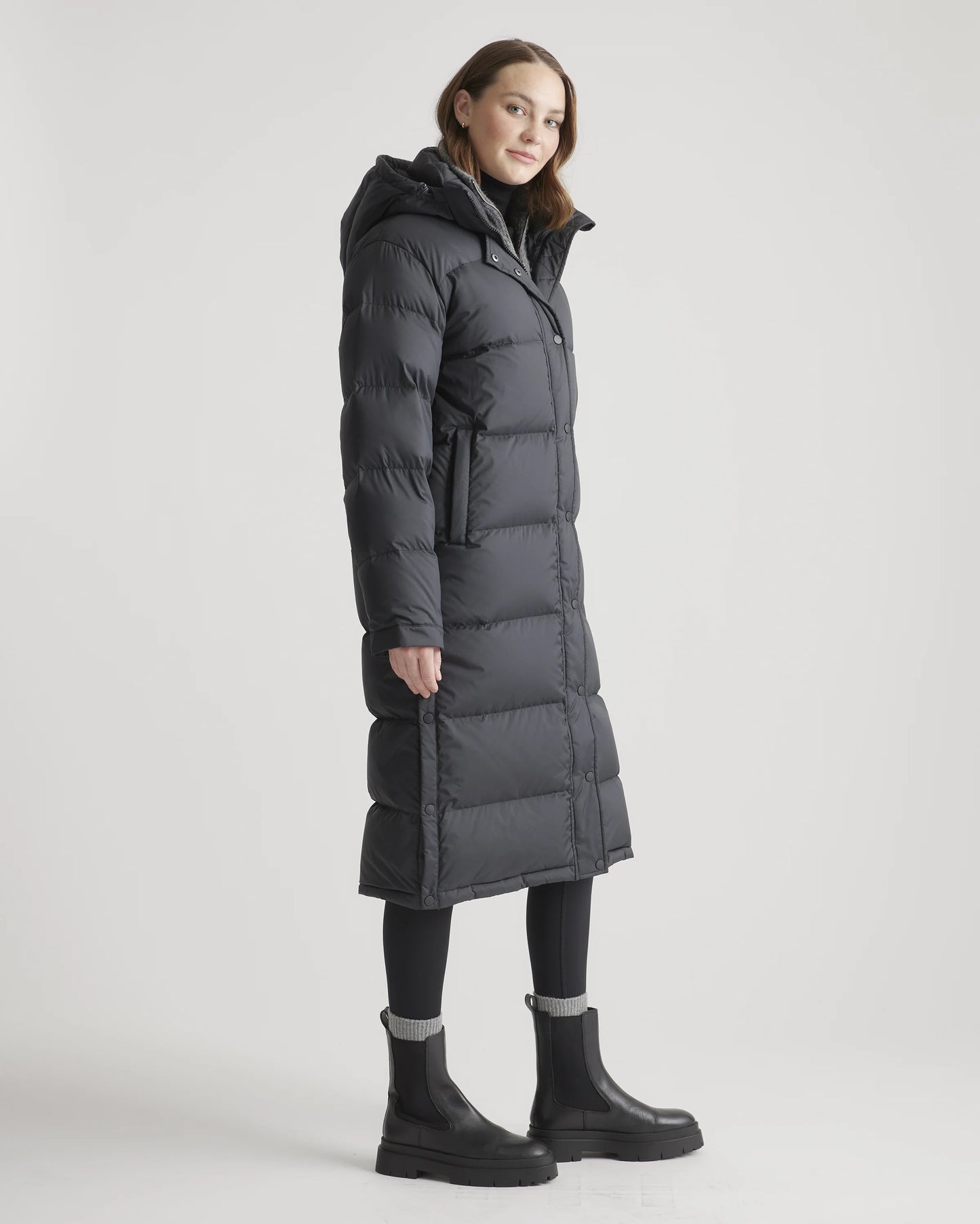 Responsible Down Long Puffer Jacket - XS / Black