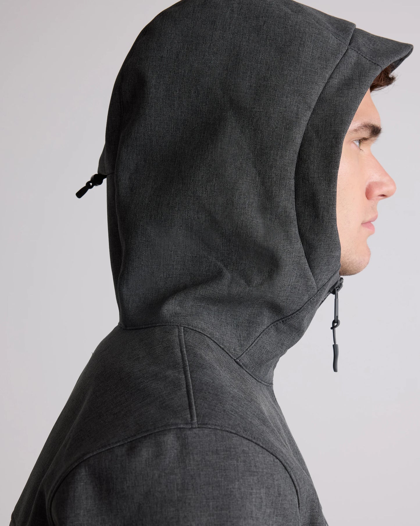 Softshell Fleece-Lined Full-Zip Hooded Jacket - XS / Heather Shady Charcoal