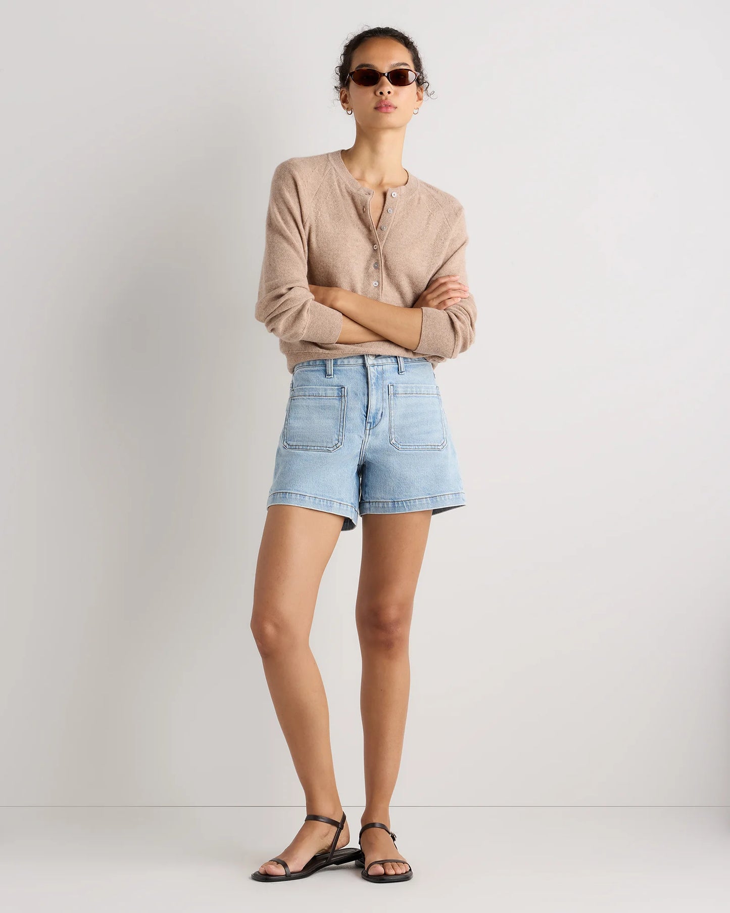 Bella Stretch Patch Pocket Shorts - 24 / Cool Blue