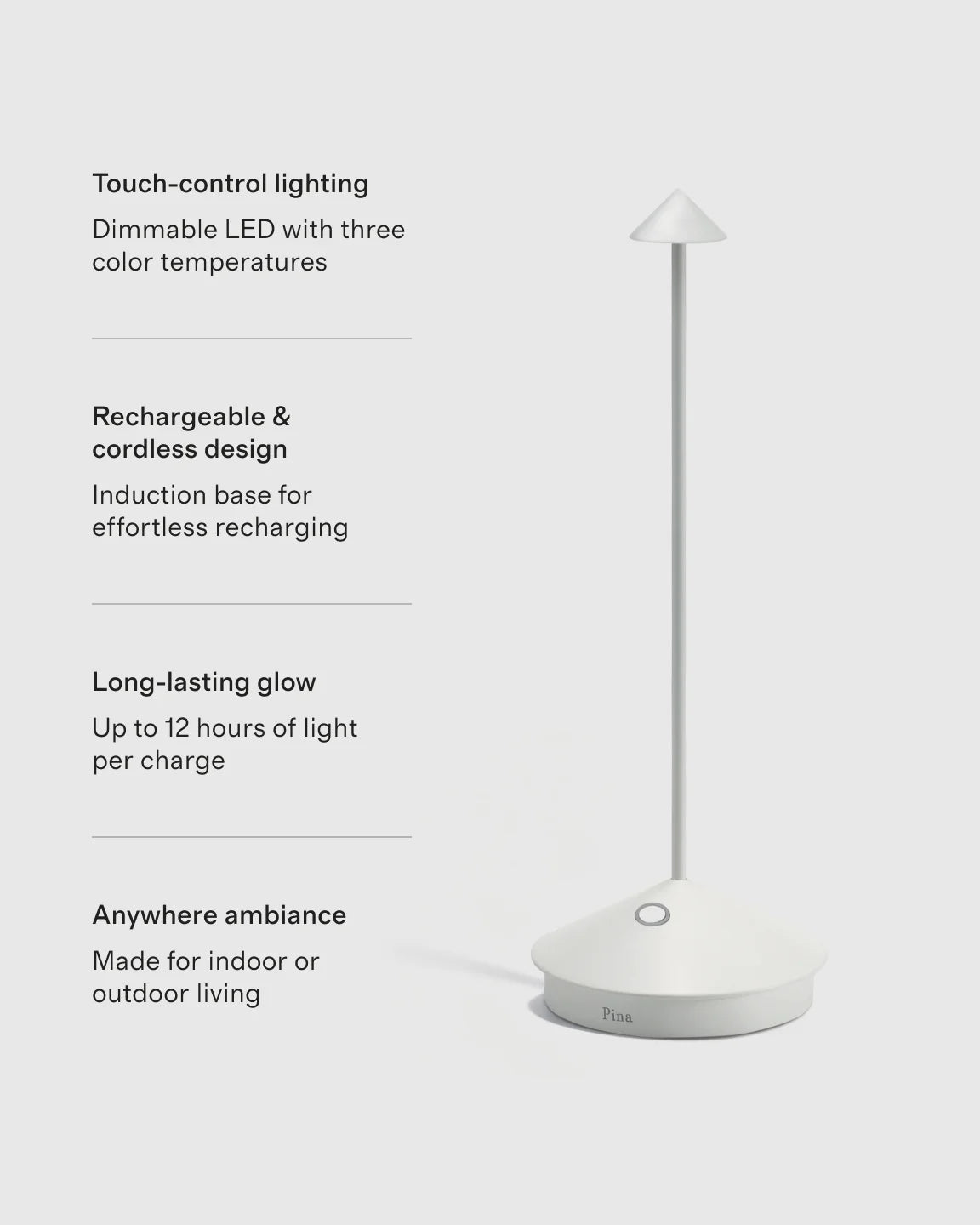 Pina Pro Rechargeable Table Lamp by Zafferano - One Size / White