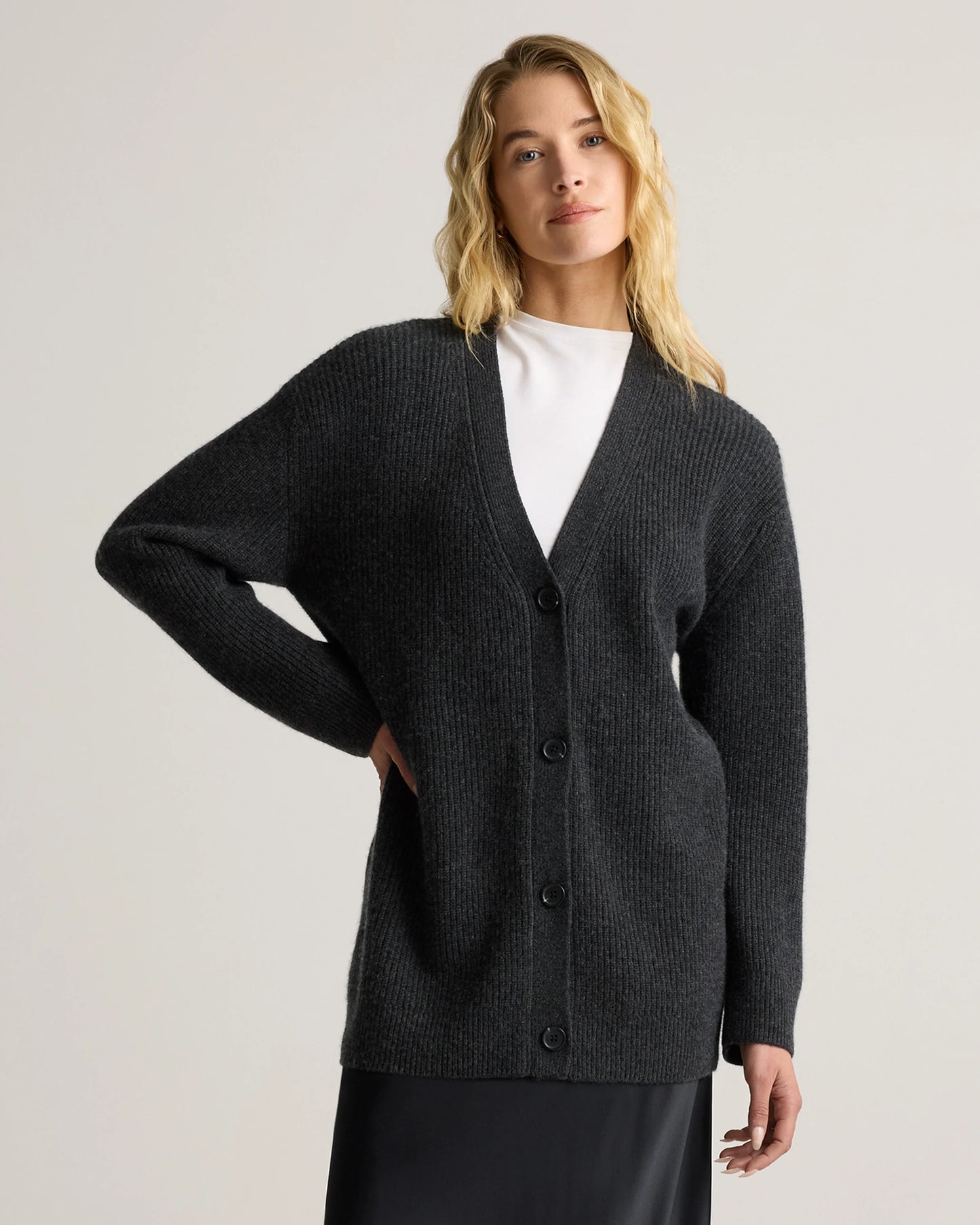 Mongolian Cashmere Oversized Boyfriend Cardigan Sweater - XS / Brown