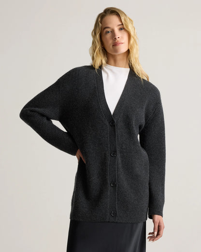 Mongolian Cashmere Oversized Boyfriend Cardigan Sweater - XS / Brown
