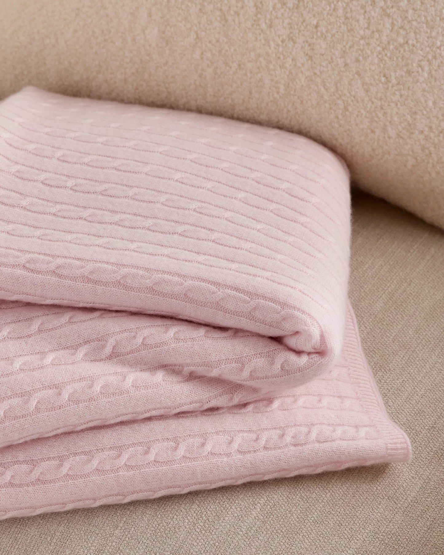 Cable Knit Cashmere Throw - 50x70 / Limoncello