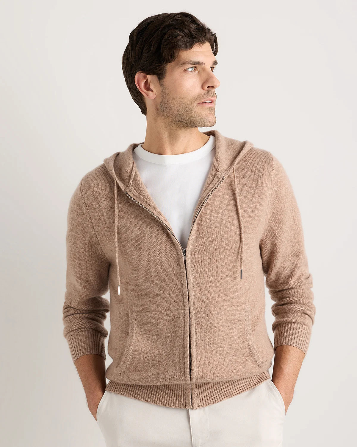 Mongolian Cashmere Full-Zip Hoodie - S / Teak