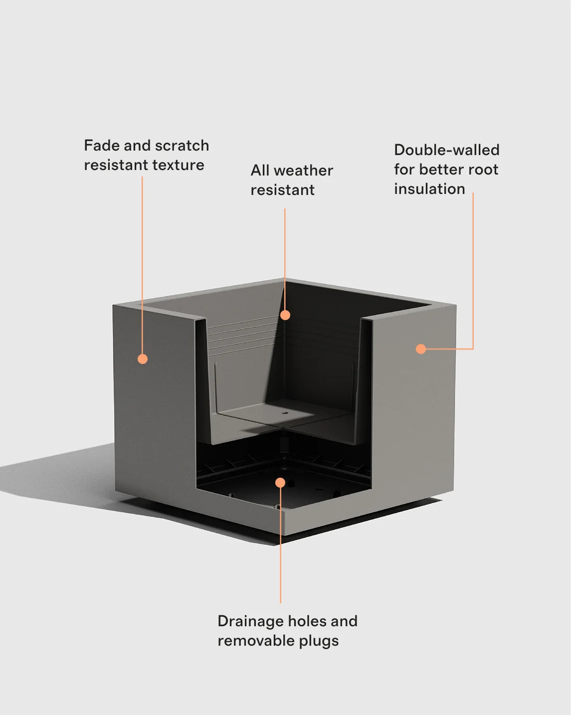 Block Series All Weather Square Planter by Veradek - One Size / Black