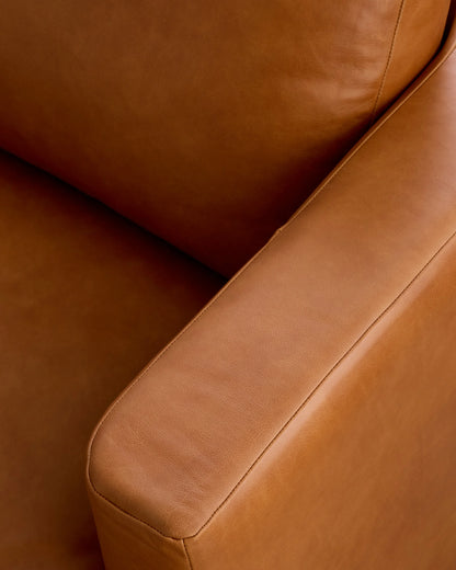 Sierra Curved Arm Sofa in Leather - 7ft / Auburn