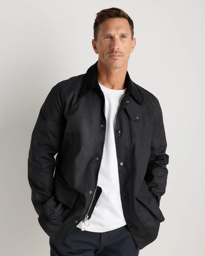 Organic Waxed Cotton Barn Jacket - S / Rustic Olive