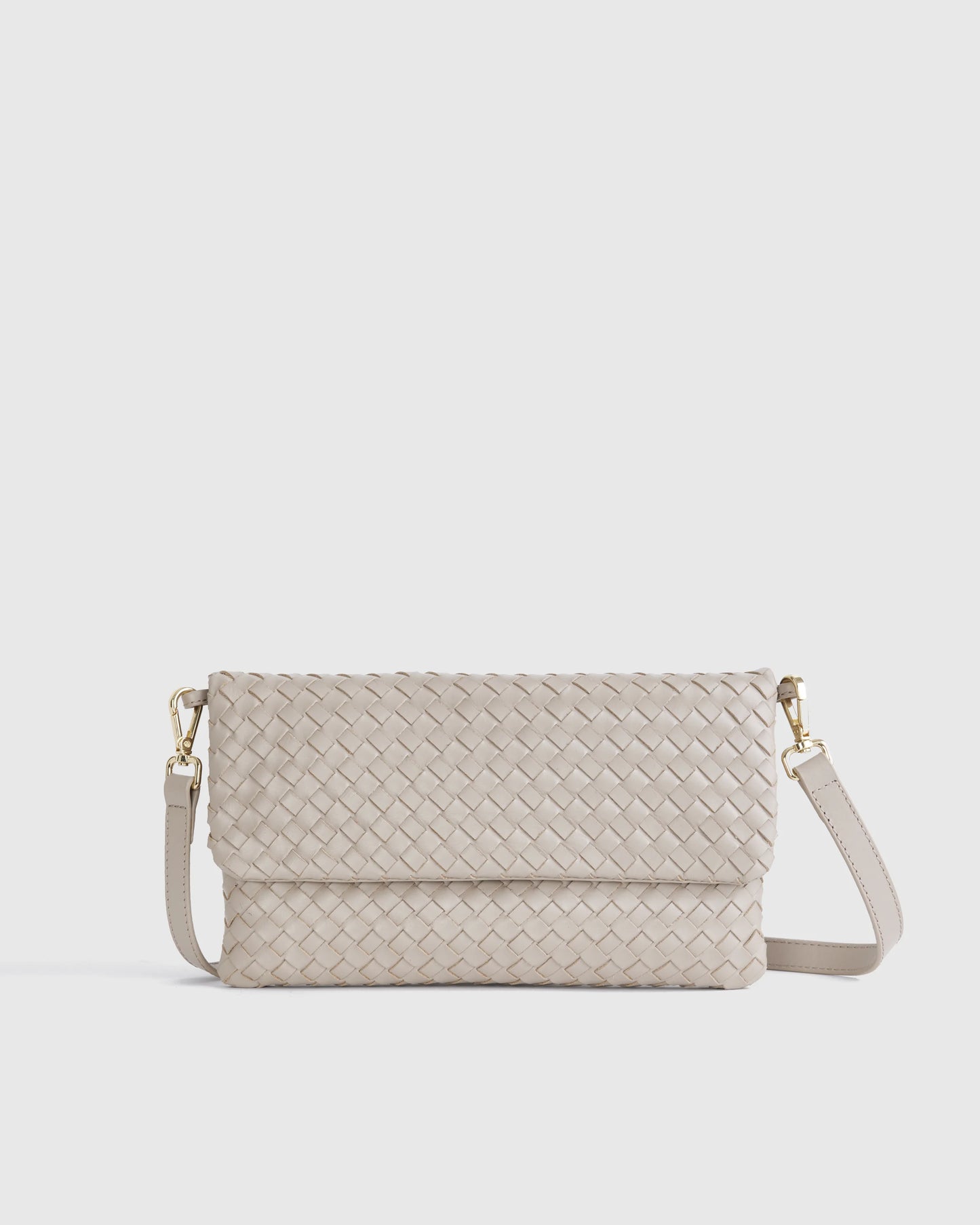 Italian Leather Handwoven Convertible Clutch - One Size / Cognac