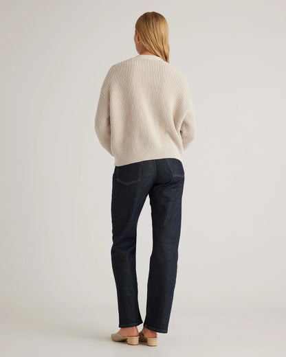 100% Organic Cotton Fisherman Boxy Cropped Cardigan - XS / Sapphire Blue