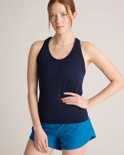 Seamless Waist-Length Racerback Tank - XS / Deep Navy
