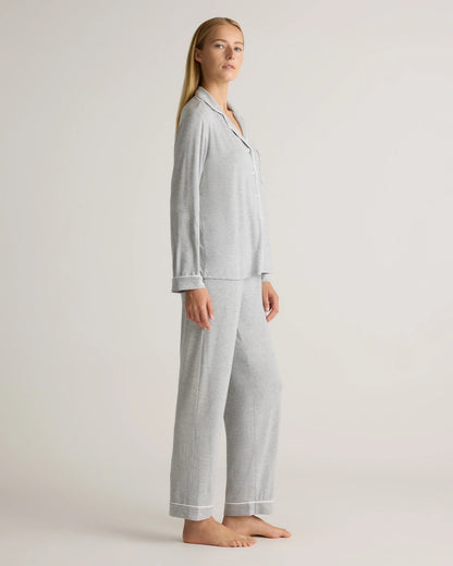Bamboo Jersey Long Sleeve Pajama Set - XS / True Black