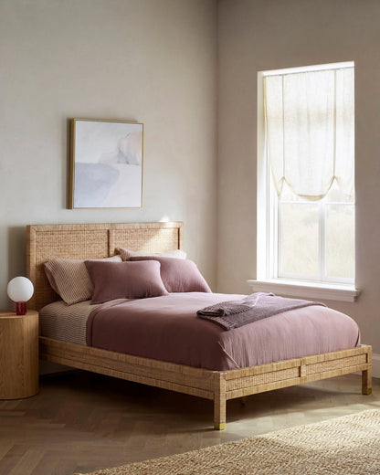 Handwoven Rattan Bed - Queen / Golden Tan