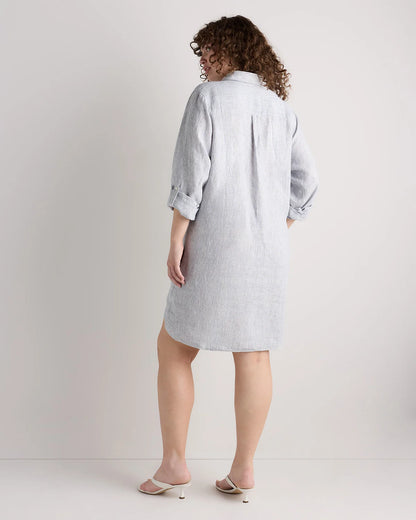 100% European Linen Shirt Dress - 1X / Black