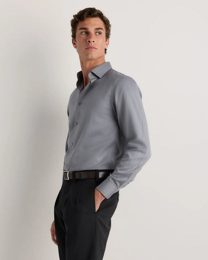 Supima Cotton Herringbone Dress Shirt - S / Blue Stripe