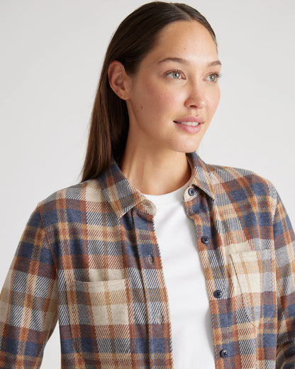 Stretch Sweater Fleece Shirt - XS / Navy/Red/Yellow Check