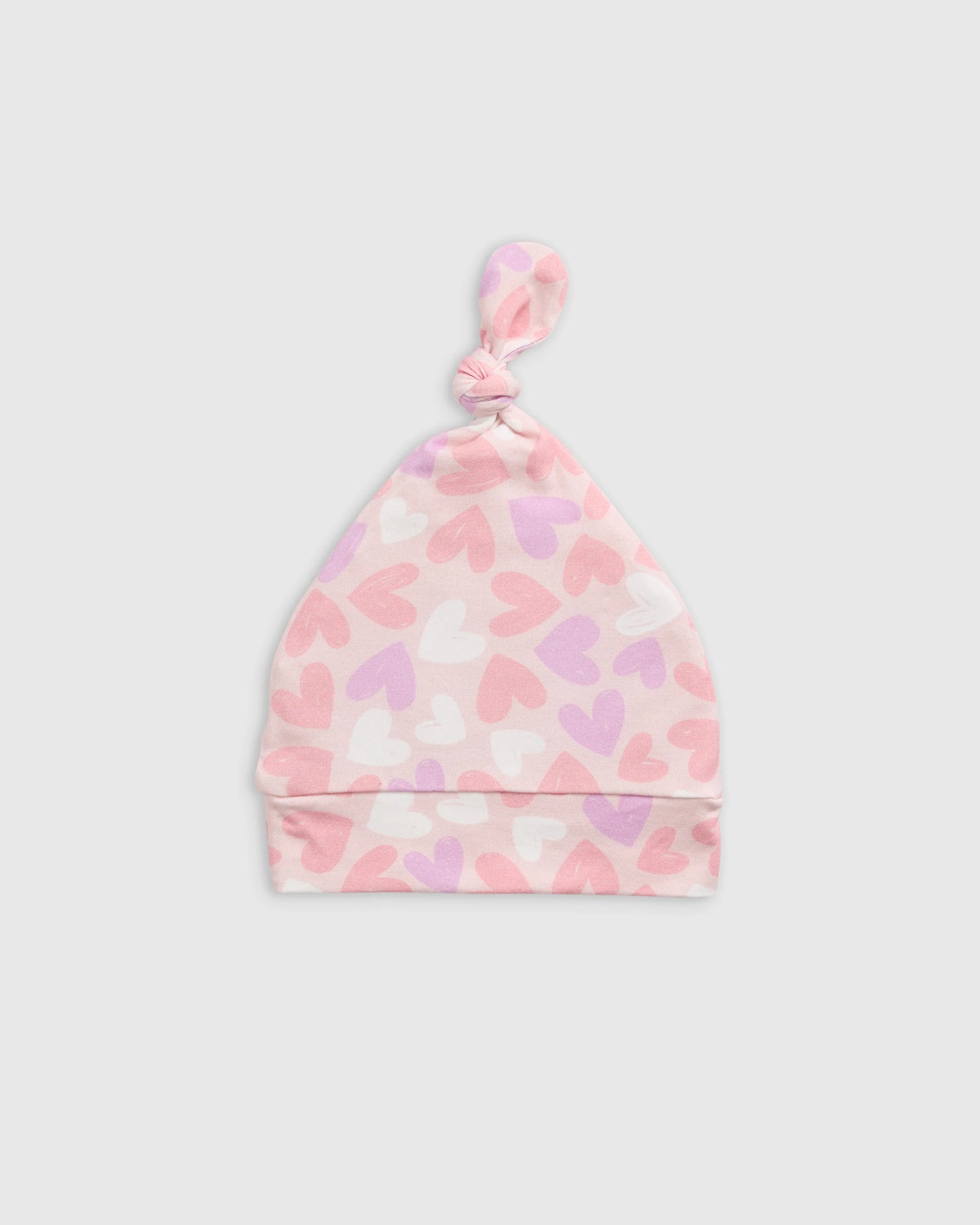 Bamboo Gown, Hat & Swaddle Layette Set - One Size / Lavender Hearts