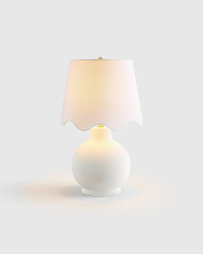 Coastal Ceramic Table Lamp with Scallop Shade - One Size / White