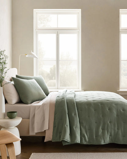 Organic Cotton Gauze Dream Quilt - Twin / Dried Sage