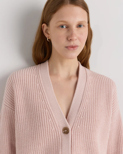 100% Organic Cotton Fisherman Boxy Cropped Cardigan - XS / Sapphire Blue