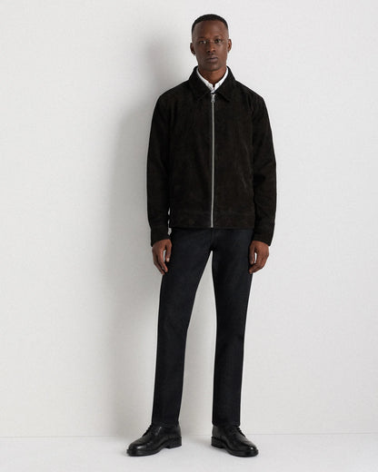 100% Suede Harrington Jacket - S / True Black