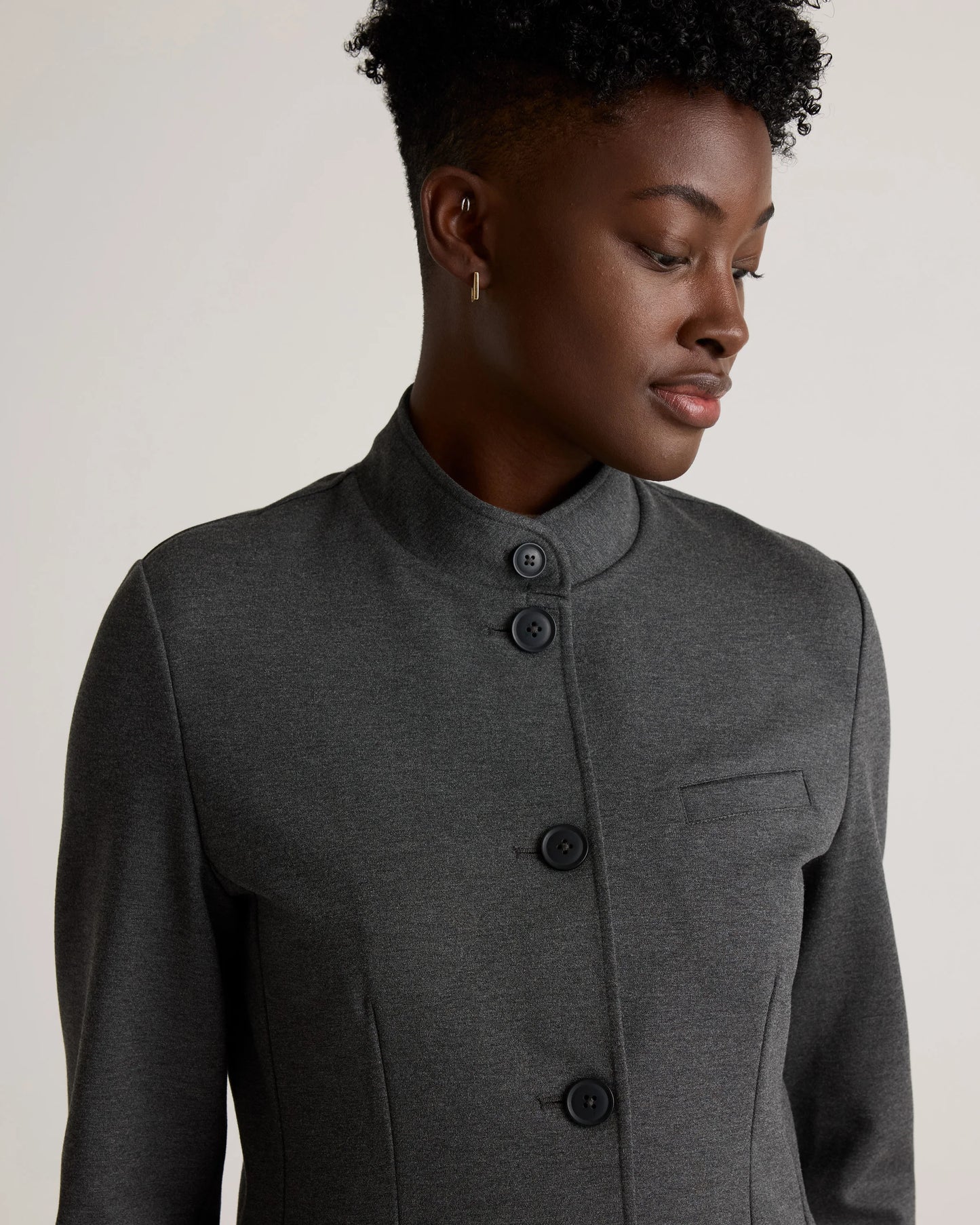 Ultra-Stretch Ponte Stand Collar Blazer - XS / Navy