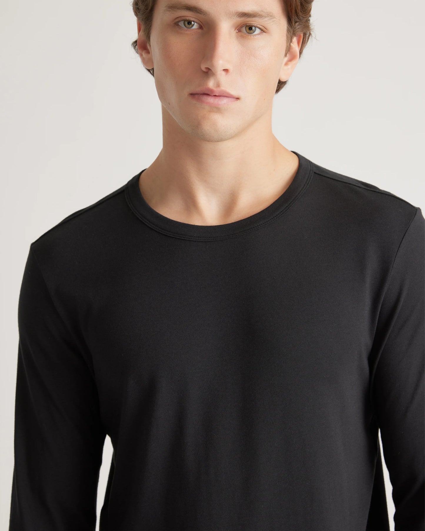 Cotton Modal Long Sleeve Tee - S / Heather Grey