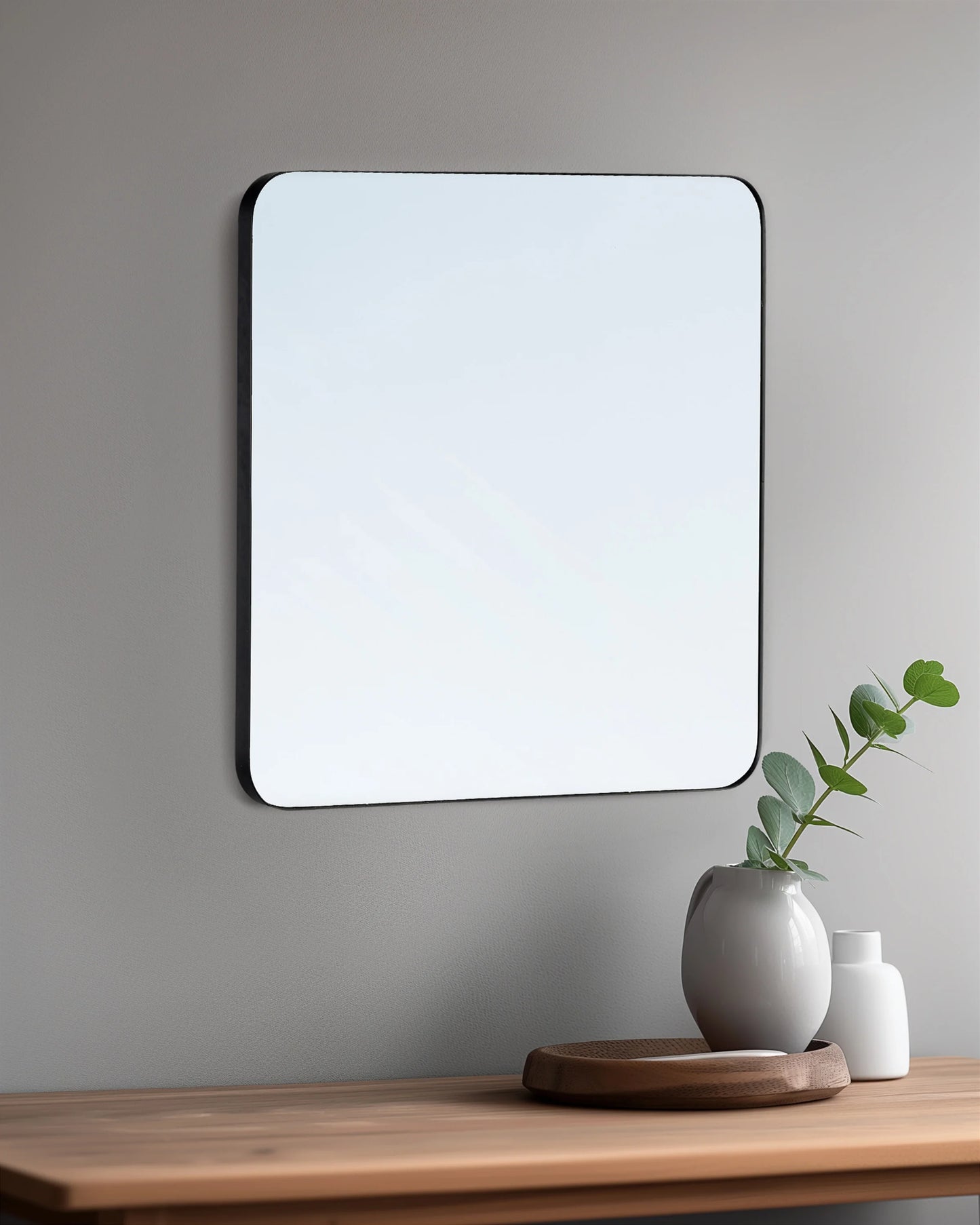 Square Metal Framed Wall Mirror - One Size / Black Metal Frame
