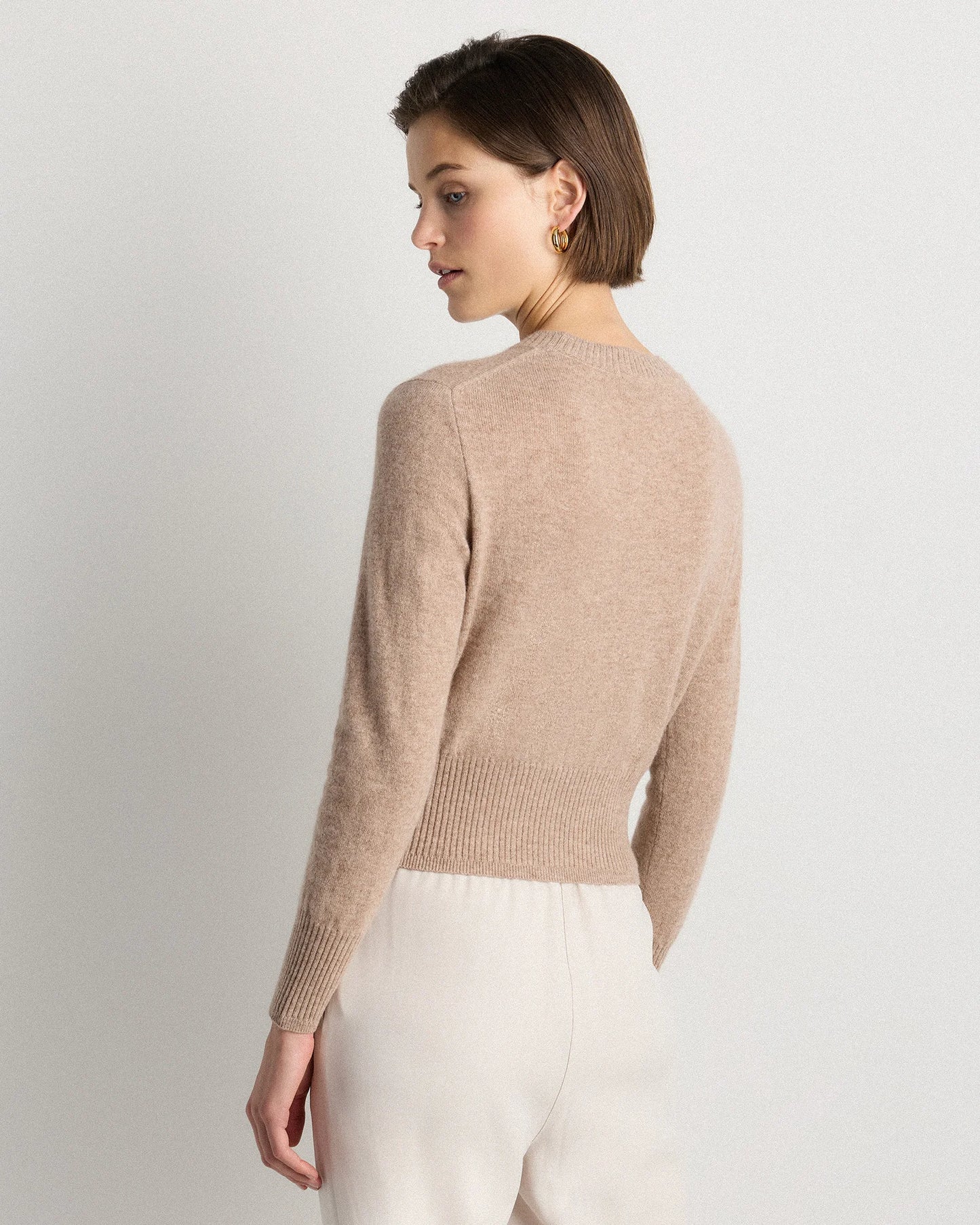 Mongolian Cashmere Shrunken Crewneck Sweater - XS / Ivory