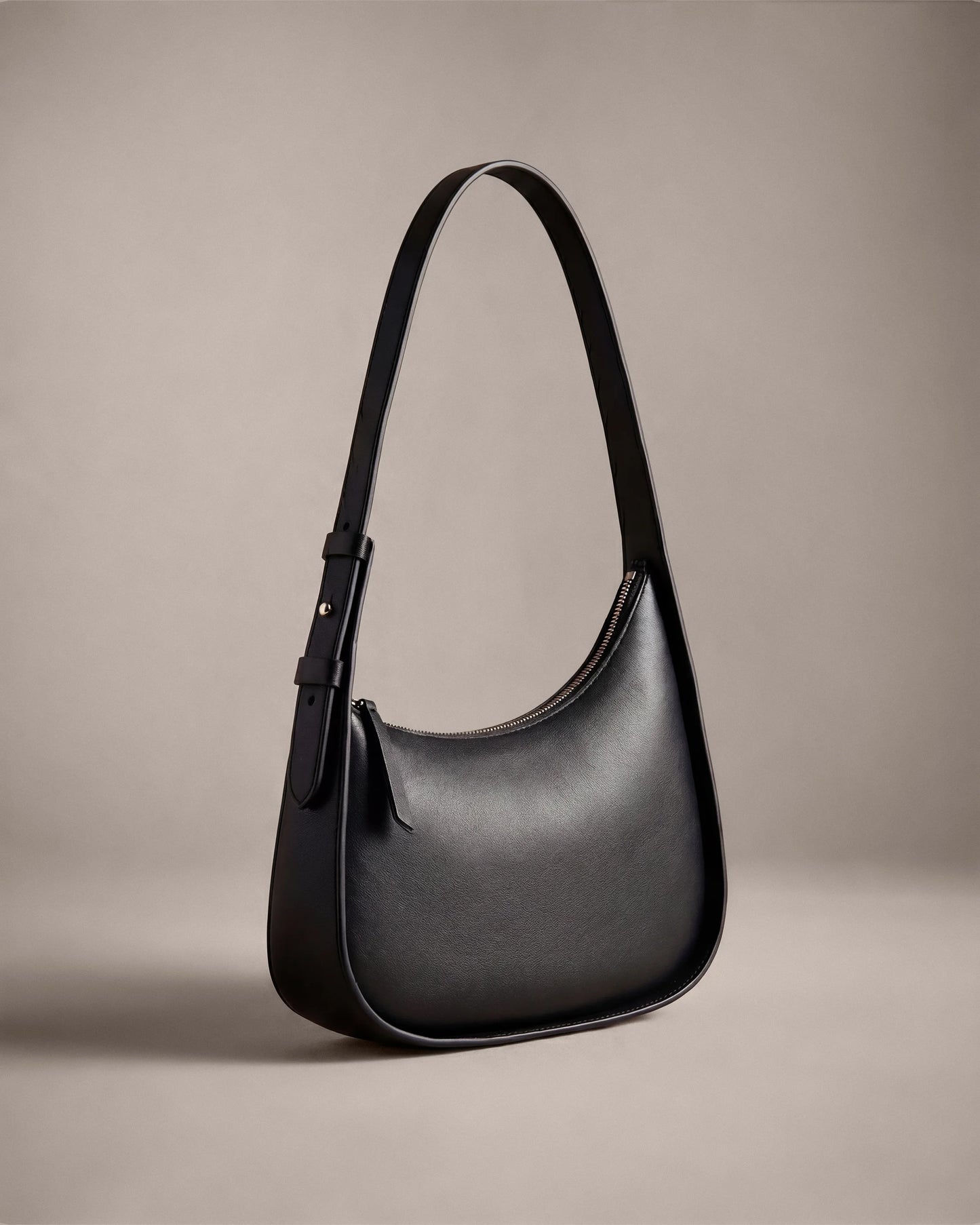Italian Leather Asymmetrical Mini Shoulder Bag - One Size / Shell Pink