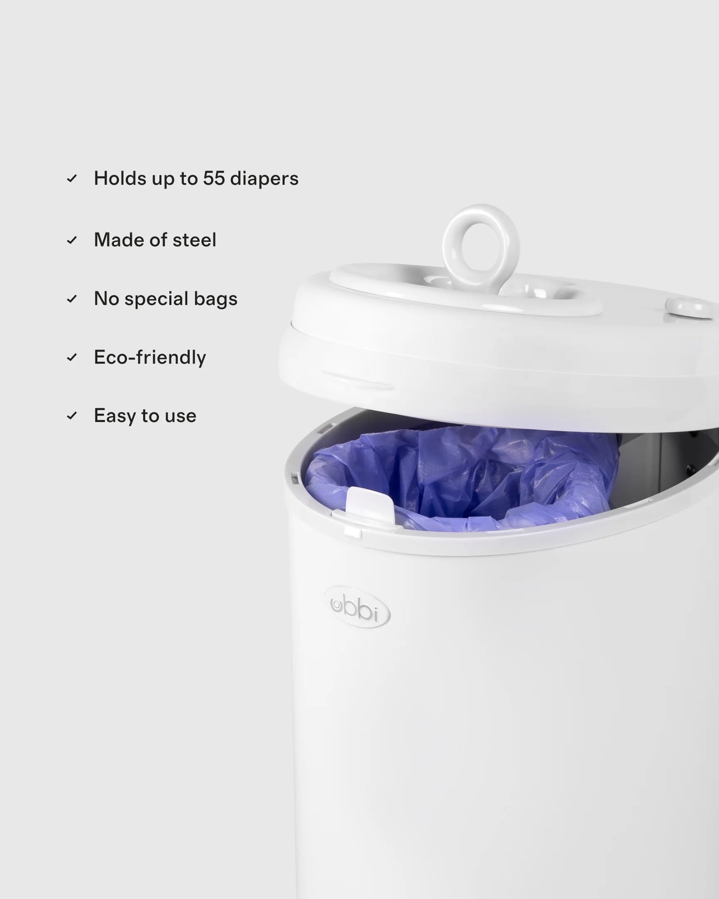Ubbi Stainless Steel Diaper Pail Gift Set - One Size / White