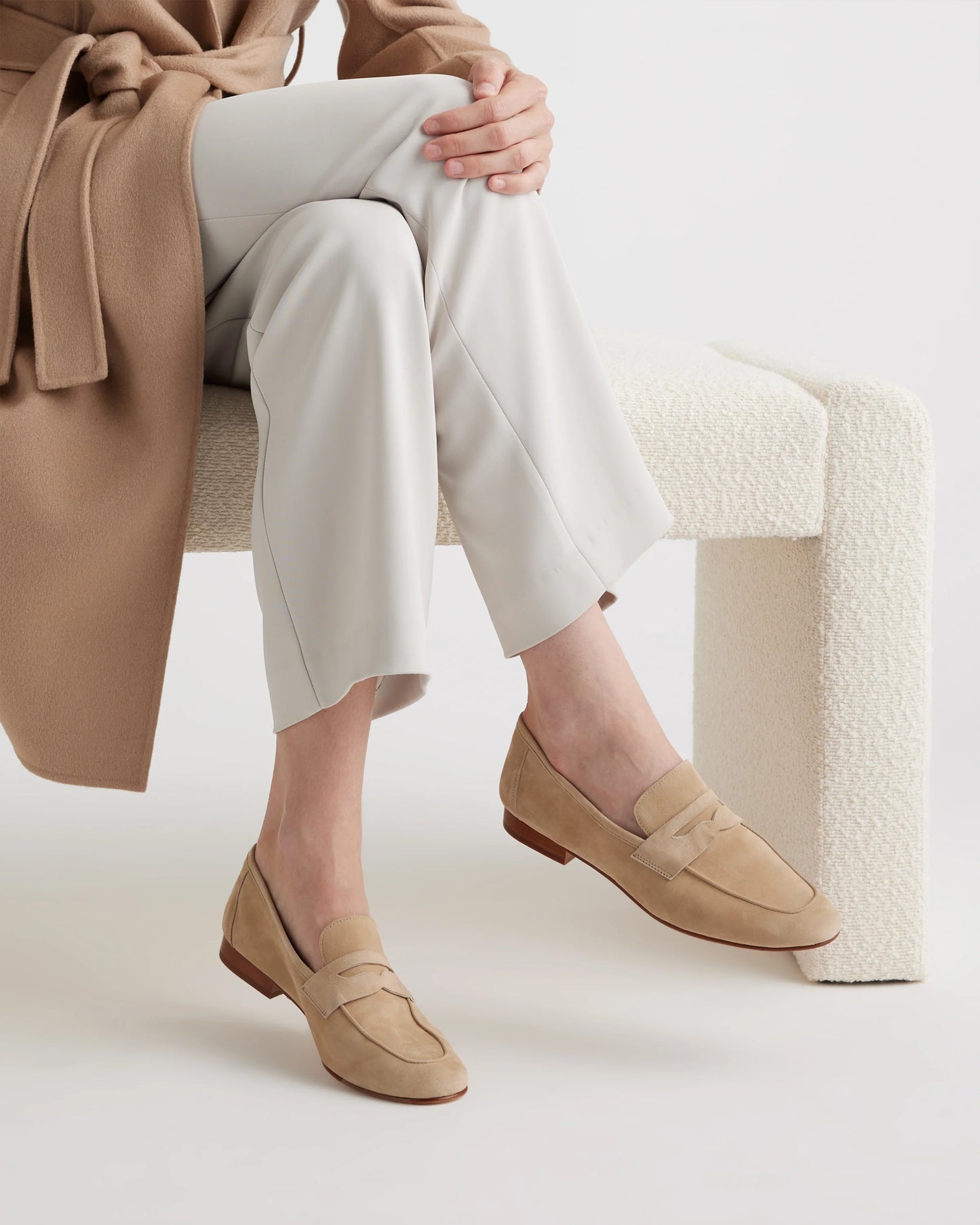 Italian Suede Penny Loafer - 5 / Almond