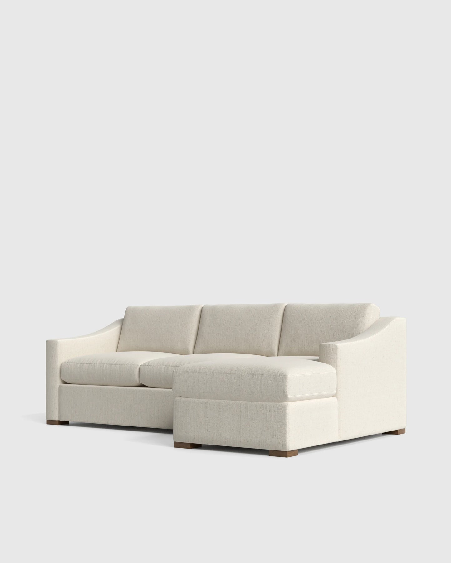 Hollis Slope Arm Chaise Sectional in Performance Chenille Linen Blend - 104" Right Arm / Snow