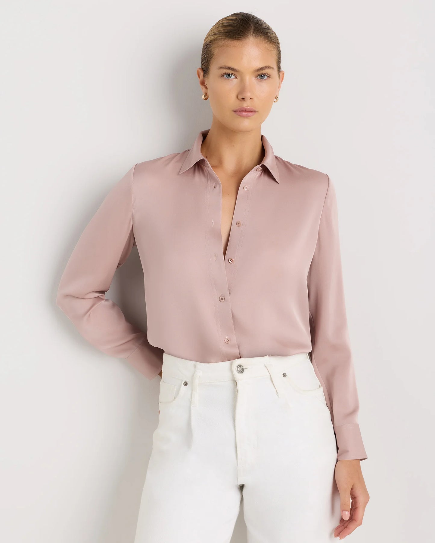 Washable Stretch Silk Blouse - XS / Moonstone Blue