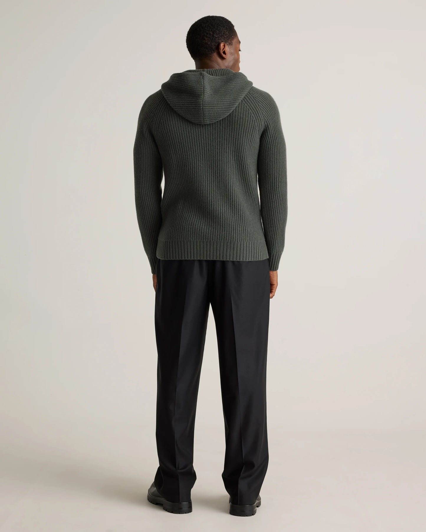 Mongolian Cashmere Fisherman Pullover Hoodie - S / Black