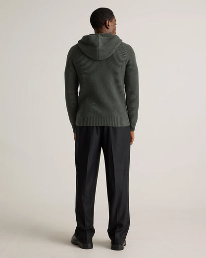 Mongolian Cashmere Fisherman Pullover Hoodie - S / Black