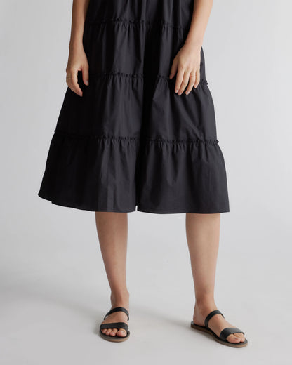 100% Organic Cotton Poplin Smocked Midi Dress - XS / Riviera Blue Heirloom Floral