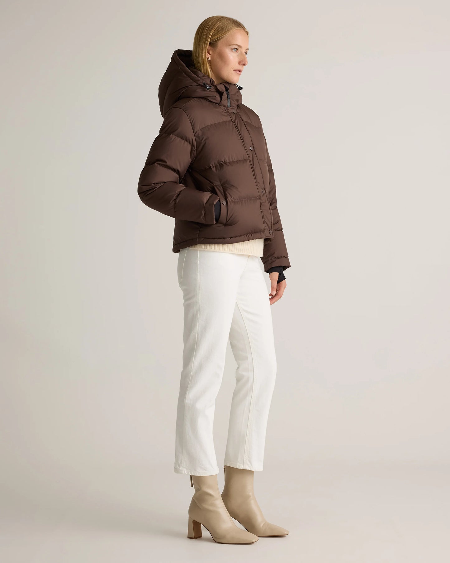 Responsible Down Cropped Puffer Jacket - XS / Shiny Black