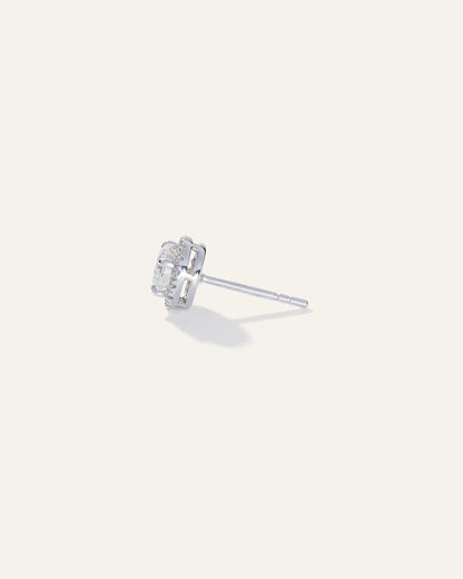 14K Gold Lab Grown Diamond Halo Studs - 1ctw - One Size / White Gold