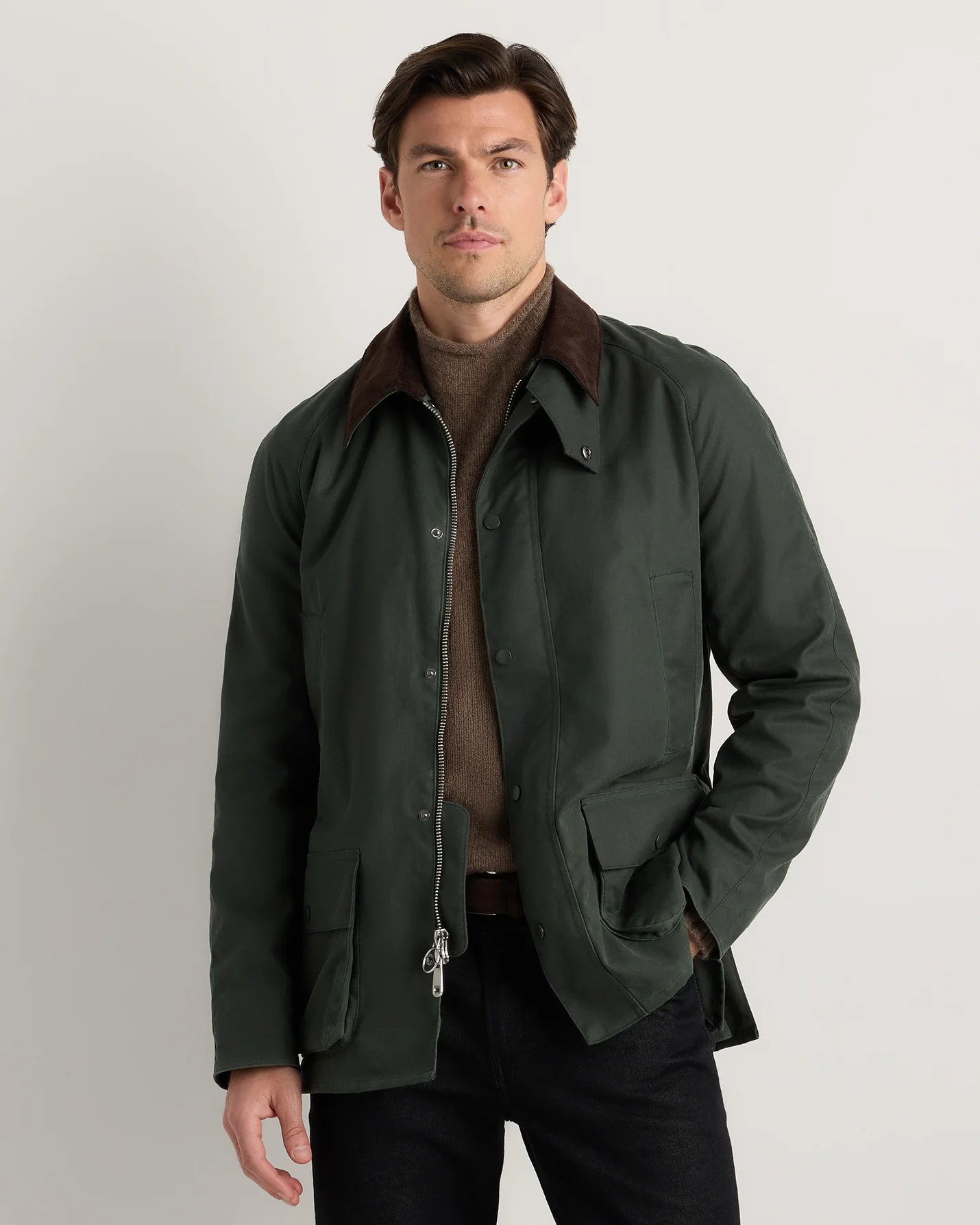 Organic Waxed Cotton Barn Jacket - S / Rustic Olive