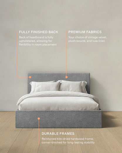 Plush Boucle Square Bed - Full / Ivory