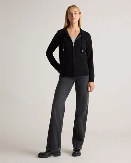 Mongolian Cashmere Full-Zip Hoodie - XS / Heather Grey