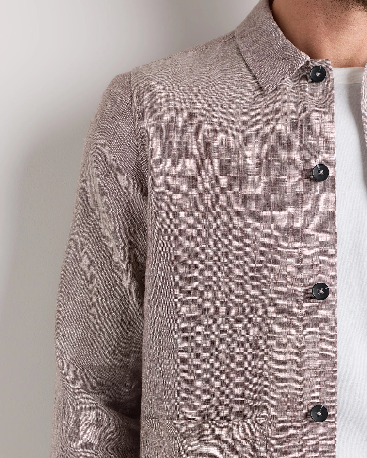 100% European Linen Chore Jacket - S / Flax